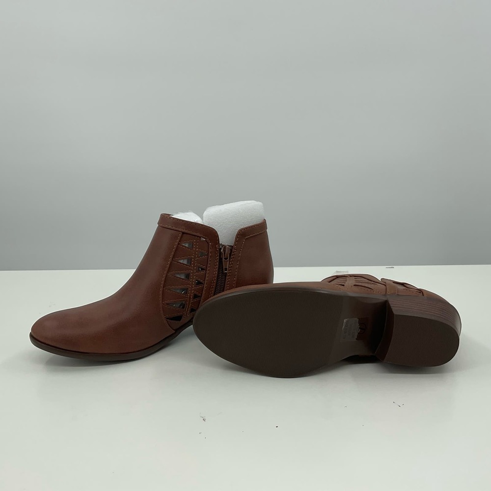 Soda Chance Women Cognac PU Perforated Cut Out Ankle Booties Size 7 NEW - Picture 3 of 4